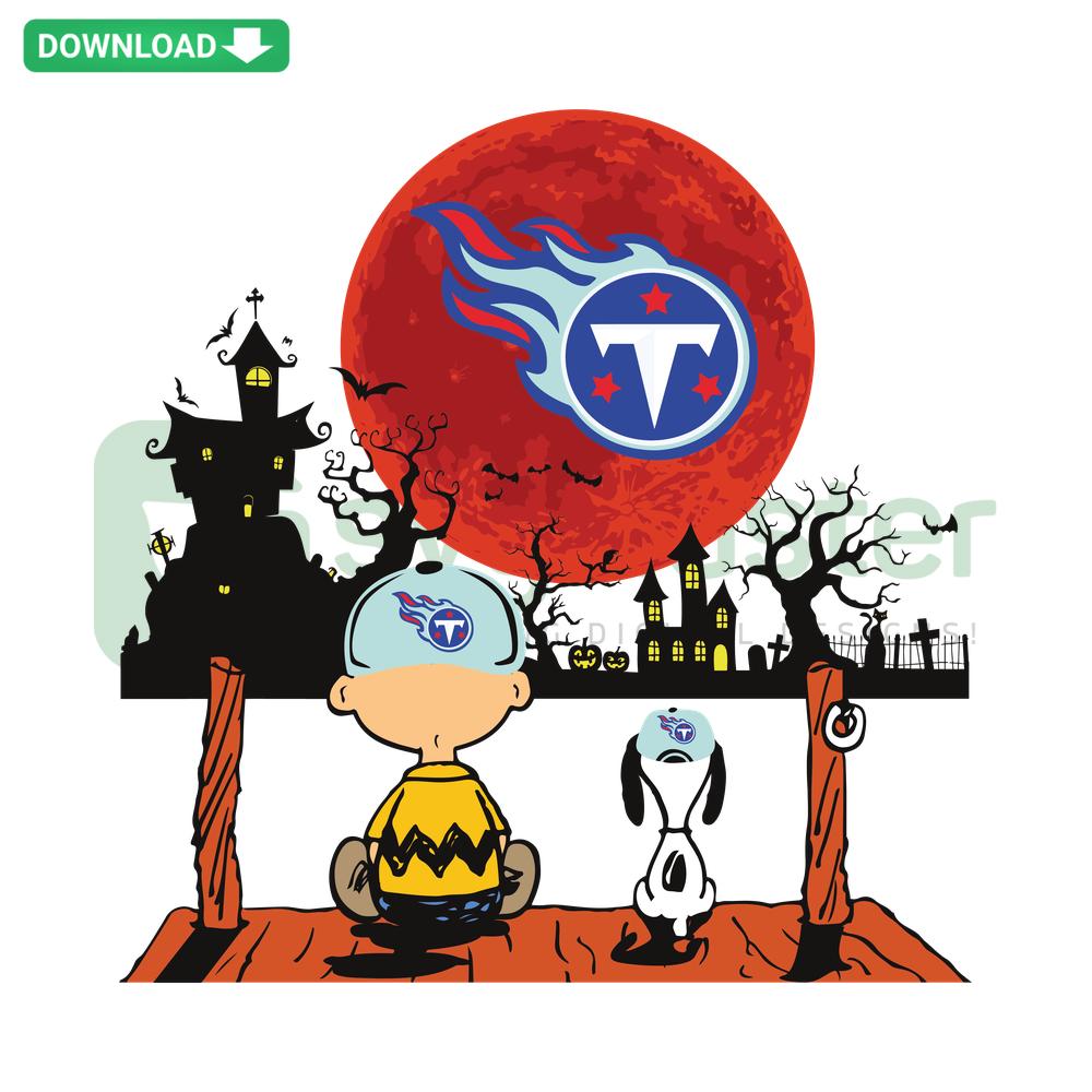 Charlie Brown, Snoopy cheering for Tennessee Titans, Cricut-ready SVG design, perfect for crafting NFL fan items.