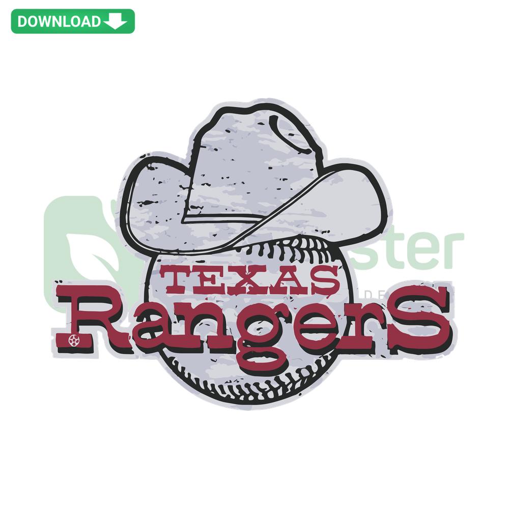 Vintage Texas Rangers Cowboy Baseball SVG Design, perfect for Cricut projects, featuring western elements and baseball motifs.