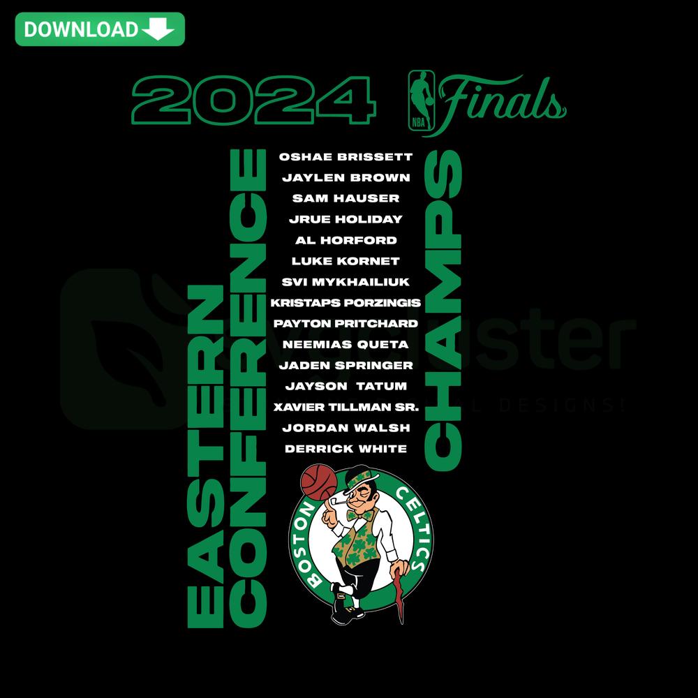Boston Celtics Player 2024 Eastern Conference Champions SVG Design for Scrapbooking, featuring vibrant team colors and logo.