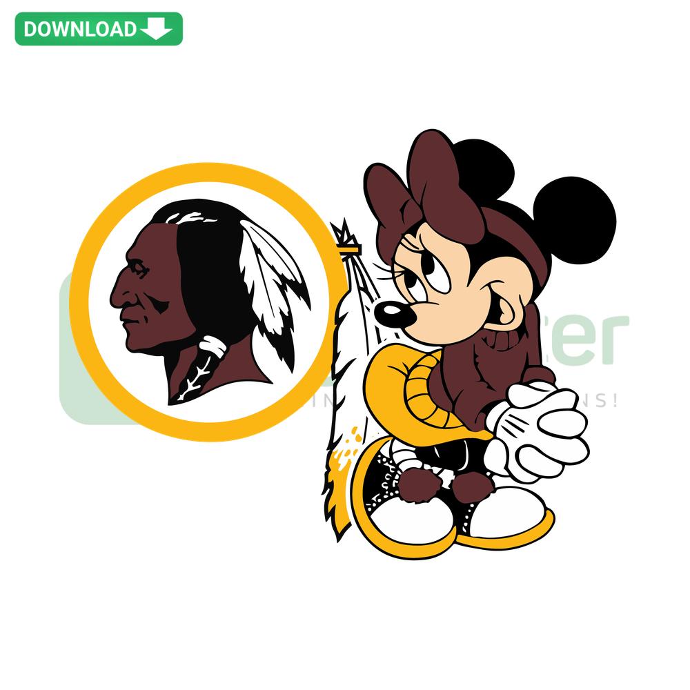 Washington Football Team Minnie SVG, featuring Disney's Minnie Mouse in team gear, high-quality vector design, digital download.