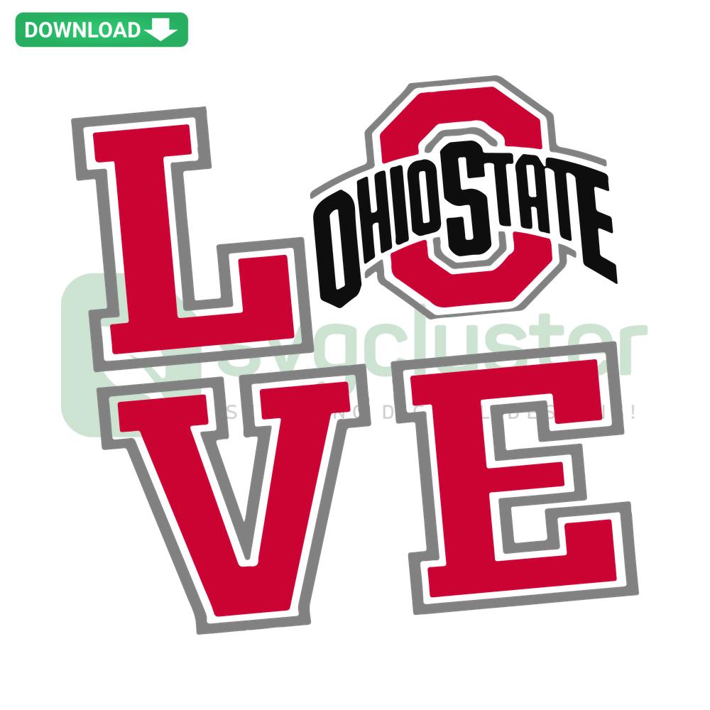 Ohio State Buckeyes Logo SVG Download - Heart Shaped, Red & Gray Design for Commercial Use, College Team Spirit