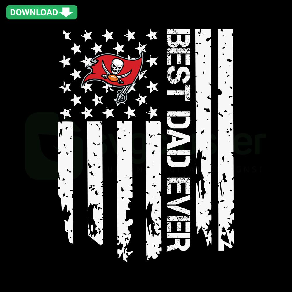 Best Dad Ever Tampa Bay Buccaneers Flag SVG featuring team colors, perfect for scrapbooking or personalized DIY gifts.