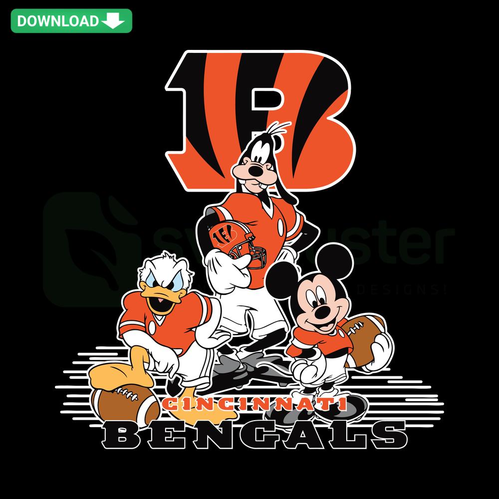 Mickey Mouse Cincinnati Bengals Football SVG, Premium Designer File with American Football Theme, Digital Vector Graphic