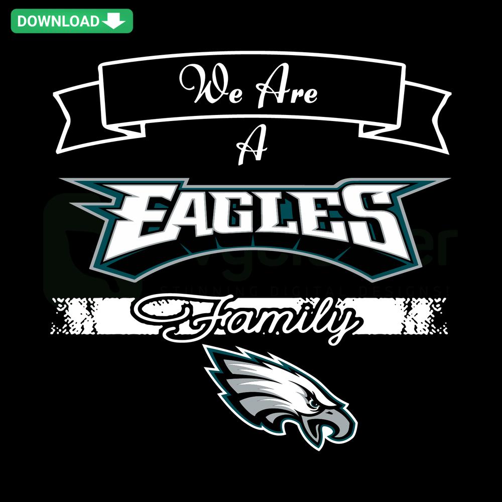 Eagles Family SVG Design Download: Bold eagle illustration, family script text, unique cut files for crafts, digital art, home decor.