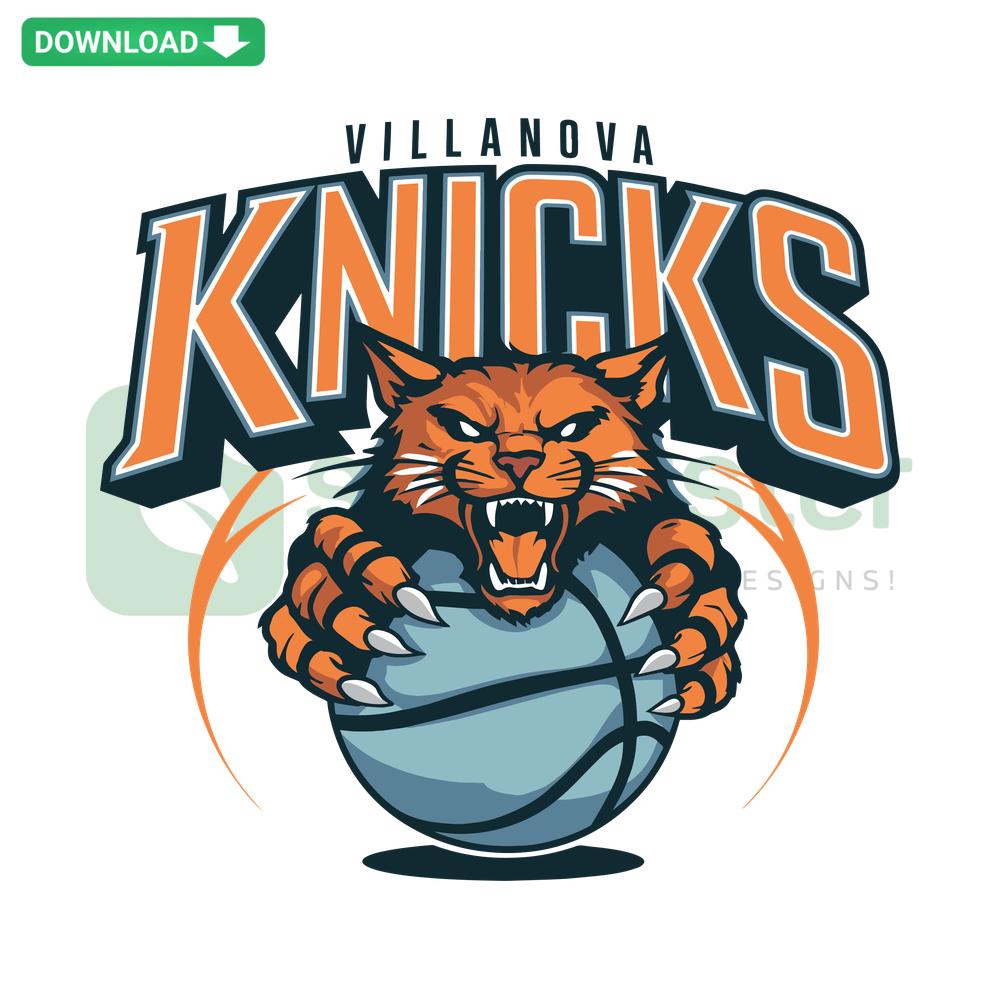 Villanova Knicks Basketball SVG Template for Cards, Digital Download with Team Logos and Basketball Graphic Elements