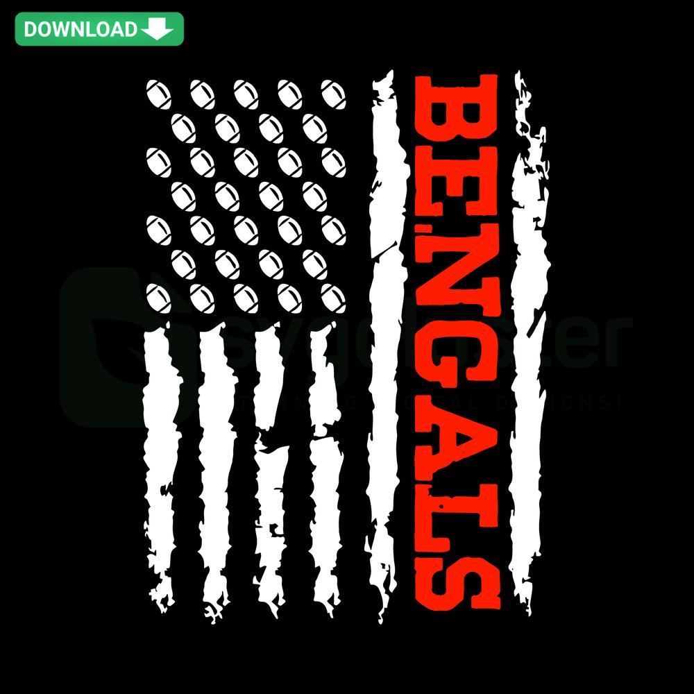 Bengals-inspired American flag SVG design, digital download, unique, bold, vibrant colors, perfect for crafting, custom projects.