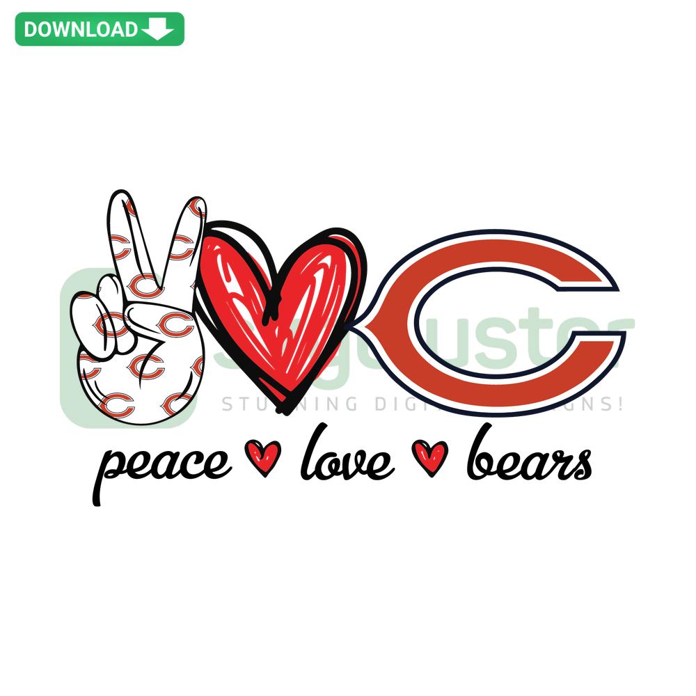 Peace Love Bears SVG Design: Cute bear with peace symbol and heart, digital download, editable vector files for crafting projects.