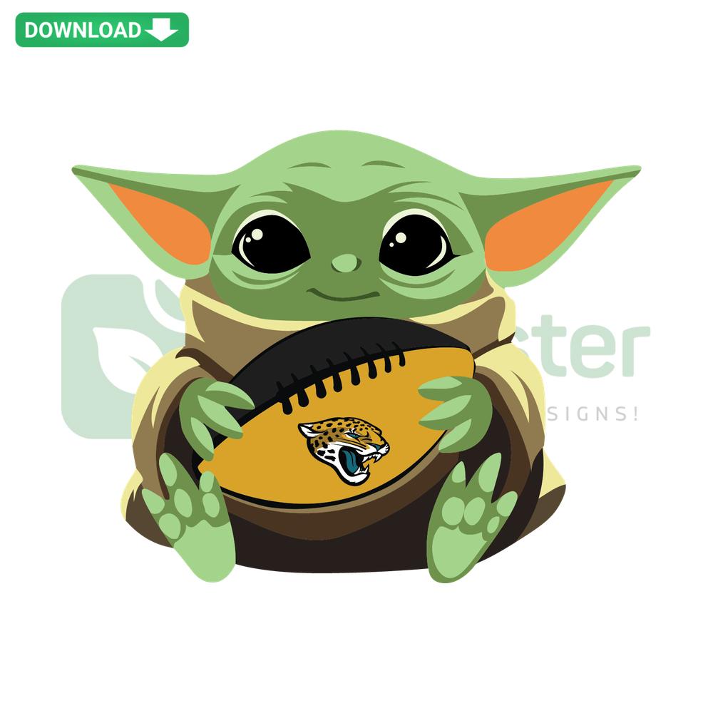 Baby Yoda in Jacksonville Jaguars gear SVG, premium digital download, perfect for fans and crafting projects.