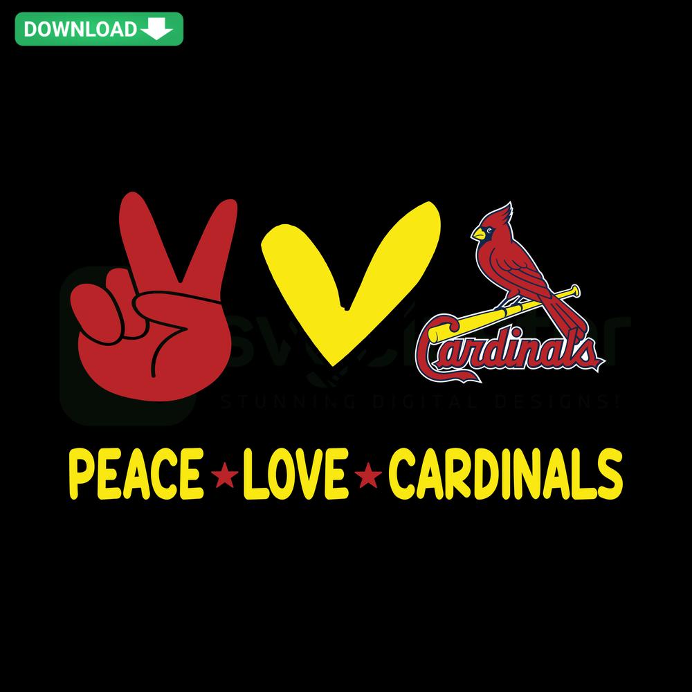 Peace Love Cardinals SVG with heart and bird vector design, instant digital download, for crafting or printing, cut files included.