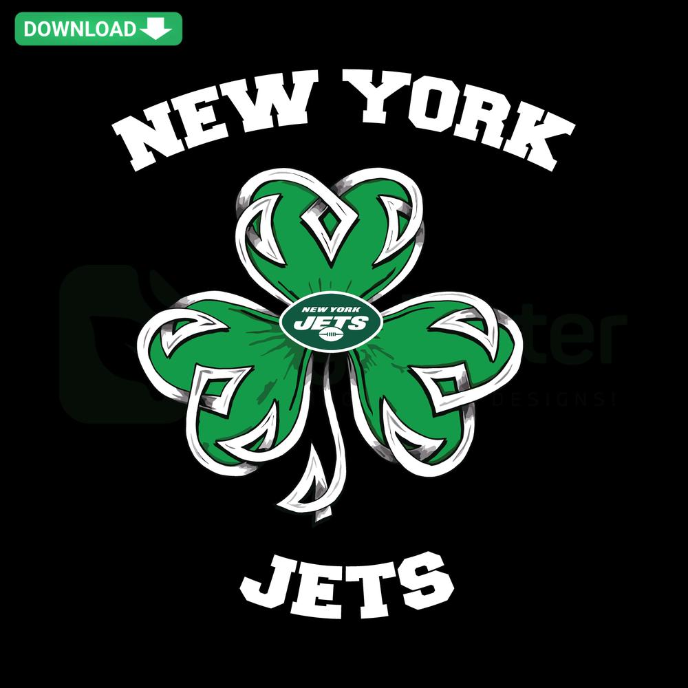 Shamrock Football St Patricks Day SVG: New York Jets logo with green clover design, perfect for sports-themed digital crafts.