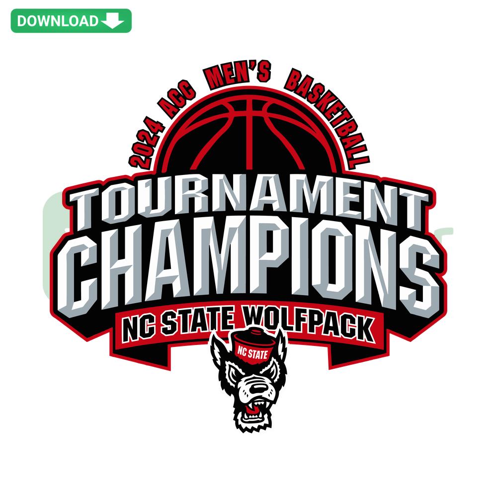 NC State Wolfpack 2024 ACC Basketball Champions SVG, Cricut file featuring bold red and black championship design.
