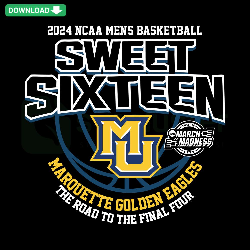 NCAA Sweet 16 Marquette Golden Eagles SVG Design, Basketball Team Logo, Digital Download