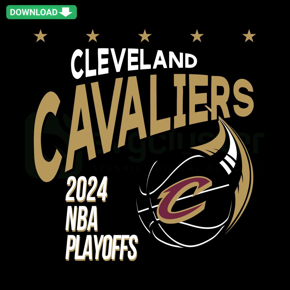 Cleveland Cavaliers 2024 Playoffs SVG, NBA vector graphic featuring basketball logo design, downloadable for Cricut and Silhouette.