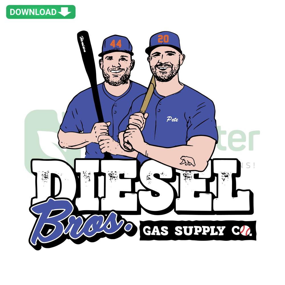 Diesel Bros Gas Supply Co SVG: Harrison Bader, Pete Alonso, New York Mets Download, MLB Player Design, SVG Art File