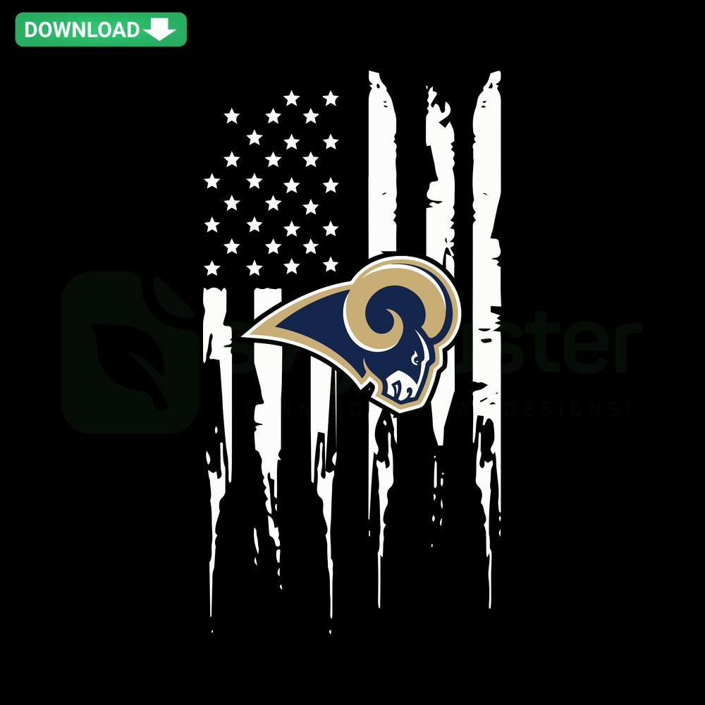 Los Angeles Rams flag SVG design for Cricut, featuring team colors and logo, digital download file for crafting.