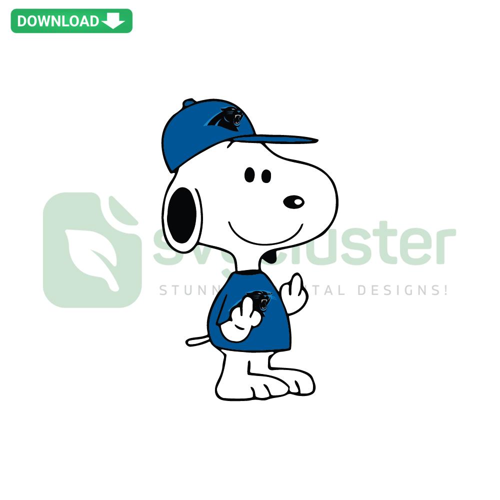 Snoopy Carolina Panthers SVG, digital design file featuring Snoopy in Panthers gear, perfect for instant download projects.