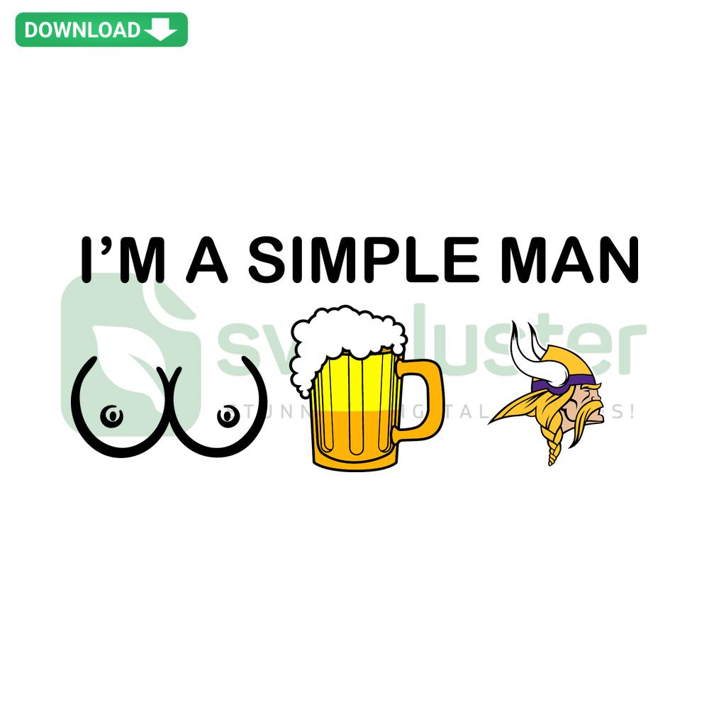 Simple Man Minnesota Vikings SVG Design - Perfect for Scrapbooking Projects, featuring a bold Viking helmet and lettering.