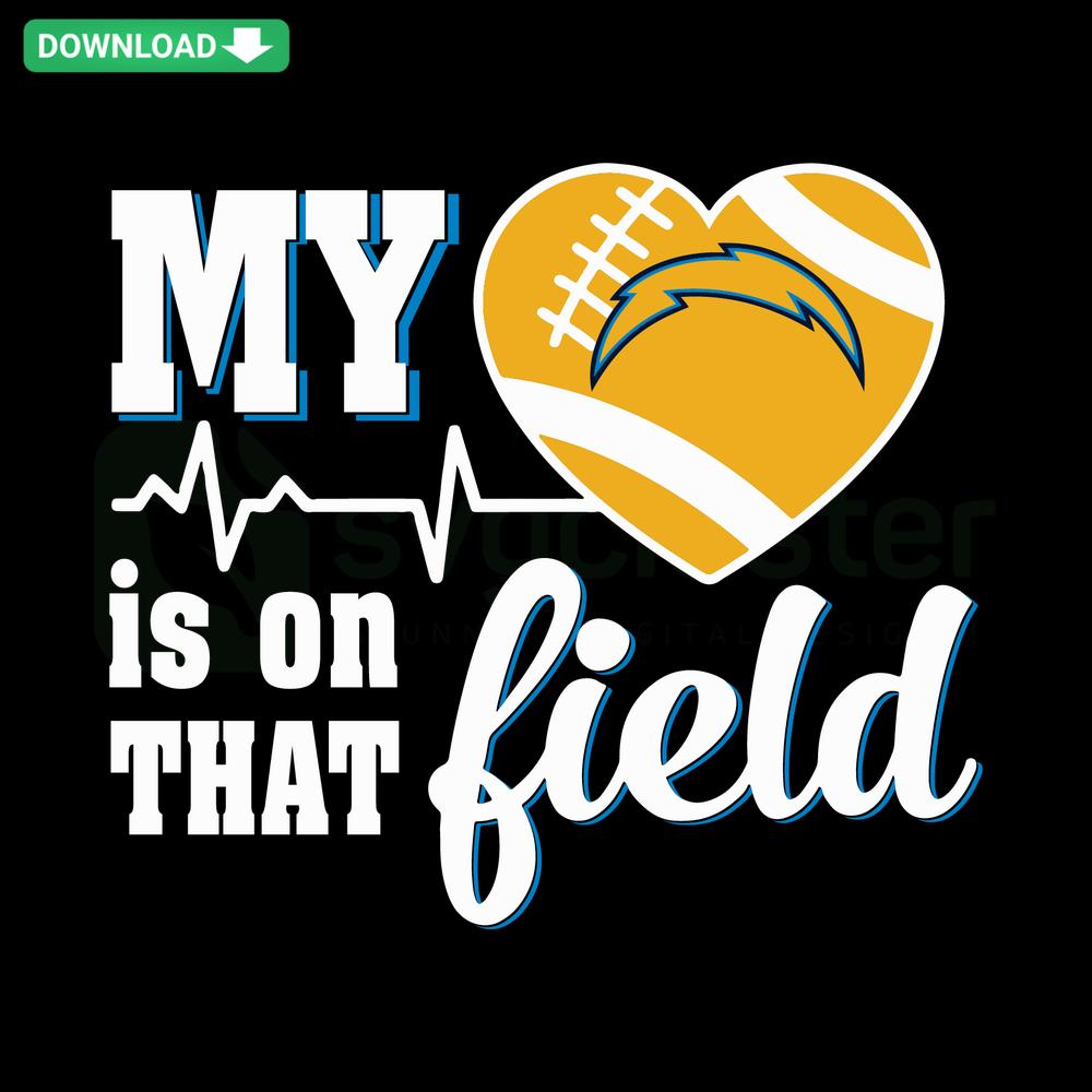 San Diego Chargers SVG Design: My Heart Is On That Field Editable, Sports Themed Graphic for Cricut, Football Fan Apparel