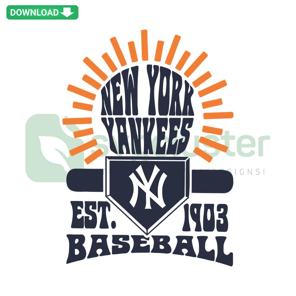 New York Yankees Sunburst SVG Digital Download: Editable baseball-themed design, perfect for sports enthusiasts, DIY crafts, vinyl cutters.
