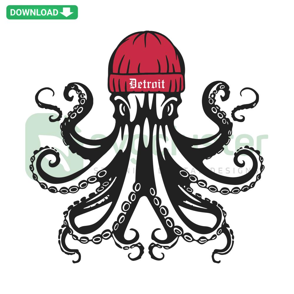 Detroit Hockey Octopus SVG Design, NHL-Themed, Vector Digital Download, High-Quality Hockey SVG File, Sports Fan SVG.