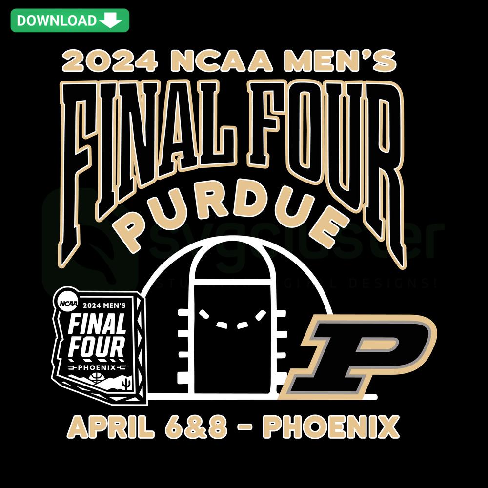 NCAA 2024 Final Four Purdue Basketball SVG, Vector Graphic featuring Purdue logo and text, perfect for digital fans and merch designs.