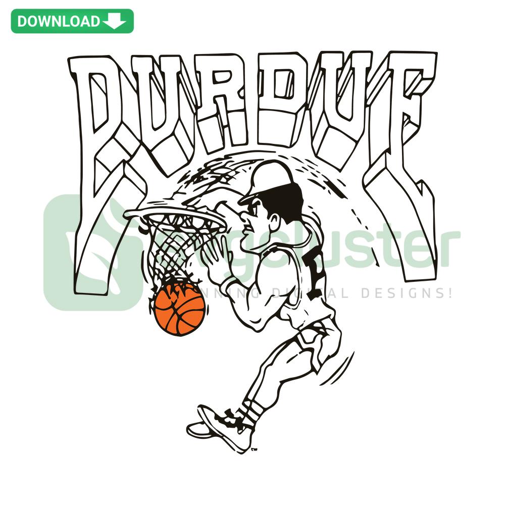 Purdue Boilermakers Pete NCAA Basketball SVG, digital download featuring team mascot Pete in bold black and gold design.