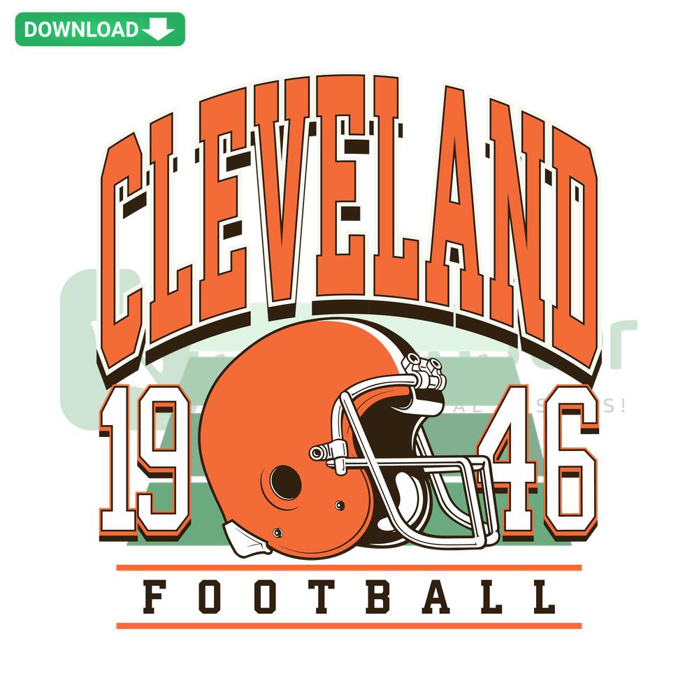 Cleveland 1946 Football NFL SVG design, vintage helmet illustration, ideal for digital t-shirt prints, instant download.