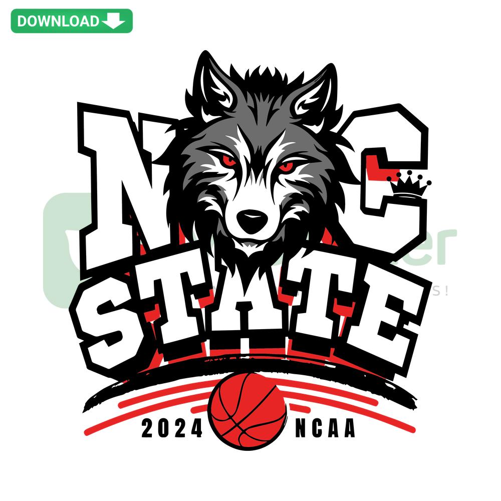 NC State Basketball NCAA Team SVG Digital Download - Vector file featuring Wolfpack logo, perfect for crafts and apparel designs.