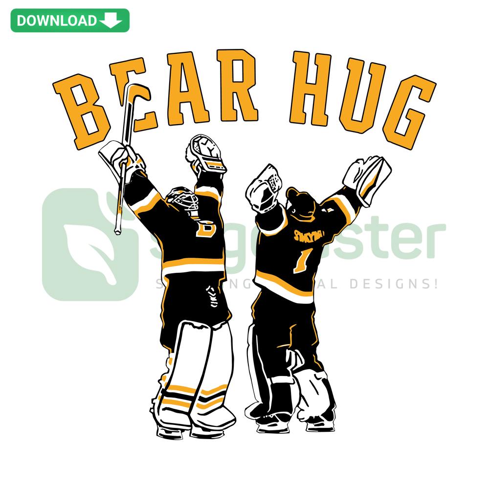 Boston Bruins SVG: Cute Bear Hugging Hockey Stick, Premium Digital Download, High Quality, Vector Graphic, Sports Fan Art.