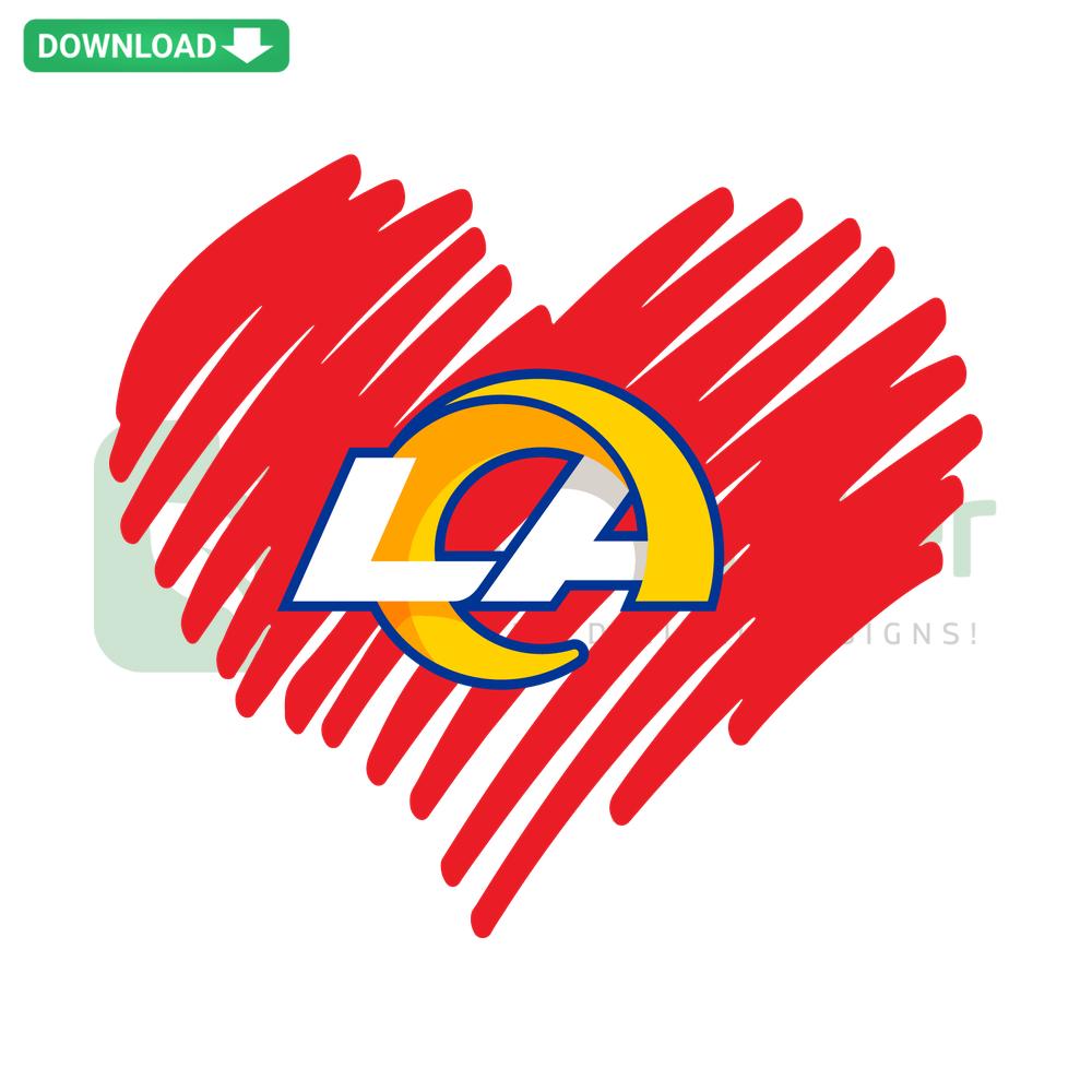 Los Angeles Rams Heart SVG, Vector Graphic Digital Download, NFL Team Love Design, Football Fan Art, Blue & Gold Rams Logo