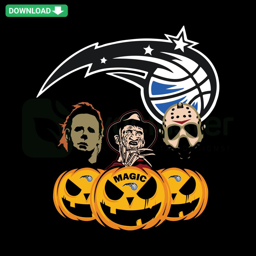 Orlando Magic Halloween Pumpkin SVG: Horror Movie Theme, Cricut Ready, SVG Files, Basketball Jack-o'-lantern Design.