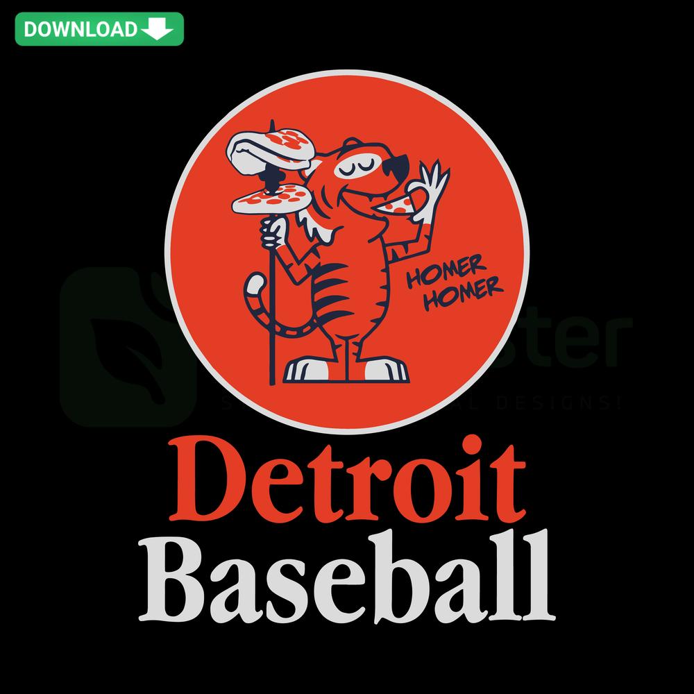 Detroit Baseball Pizza Spear SVG Design, Printable Digital Download, featuring baseball bat crossed with pizza slice elements.