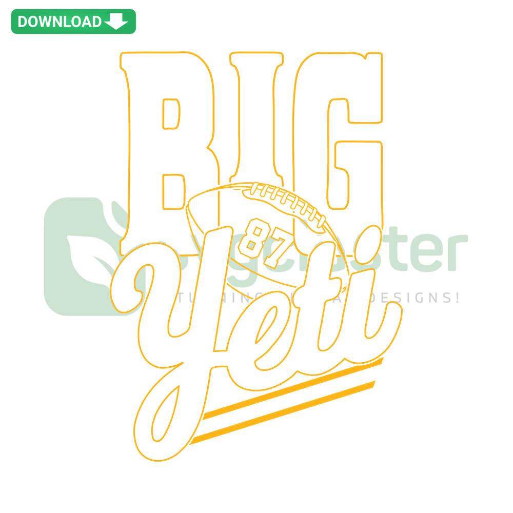 Travis Kelce silhouette with jersey number 87, Big Yeti style, football SVG, instant digital download.