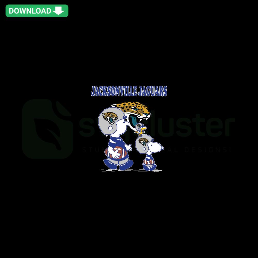 Jacksonville Jaguars Charlie Brown, Snoopy SVG design; perfect printable digital asset for NFL merchandise or fan crafts.