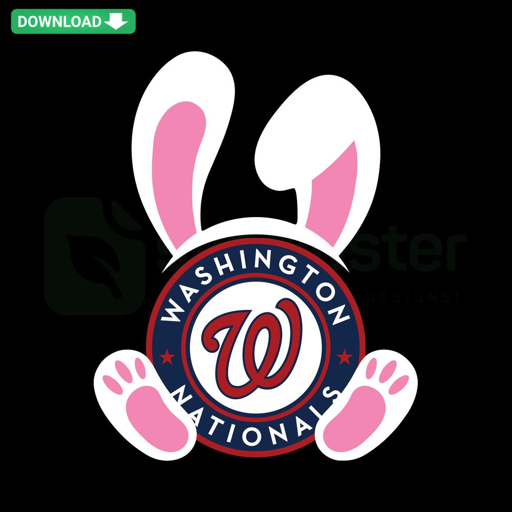 Washington Nationals Easter Bunny SVG design for Cricut, featuring a playful bunny with team logo accents in a digital download.