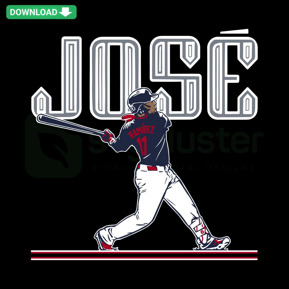 Jose Ramirez Slugger Swing SVG, Cleveland Guardians MLB Player, SVG Cut Files, Baseball, Digital Art, Clipart Design