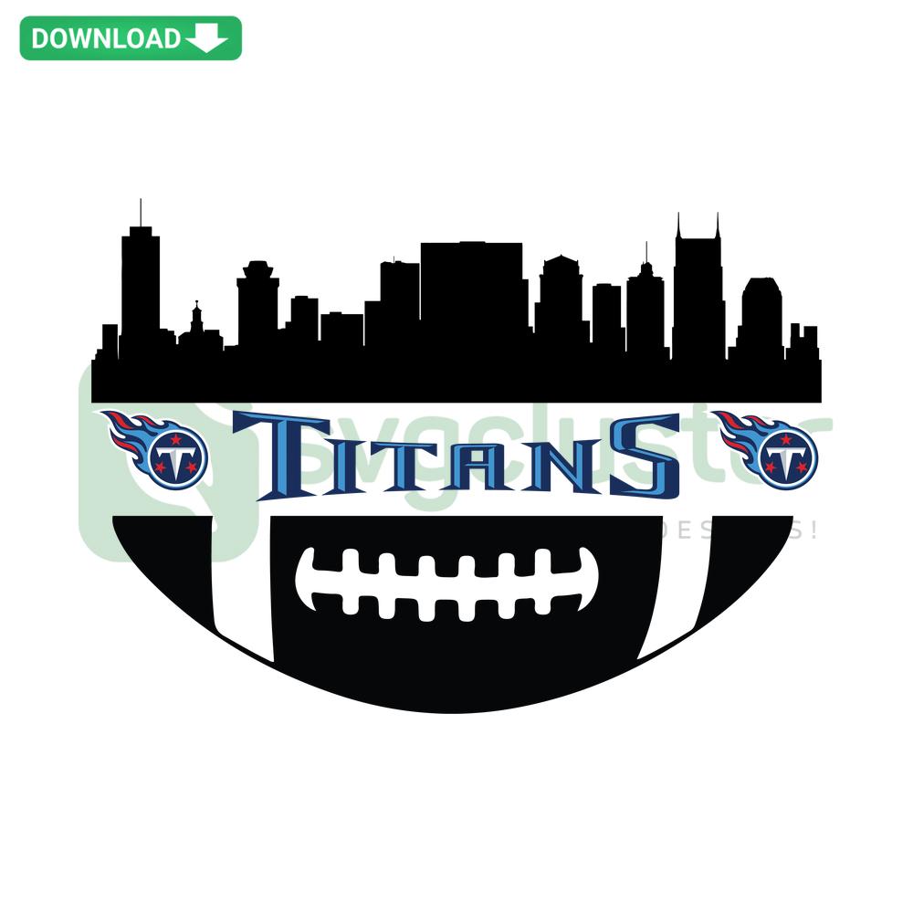 Tennessee Titans Skyline Football SVG design featuring iconic cityscape with team logo, perfect for digital prints and crafts.