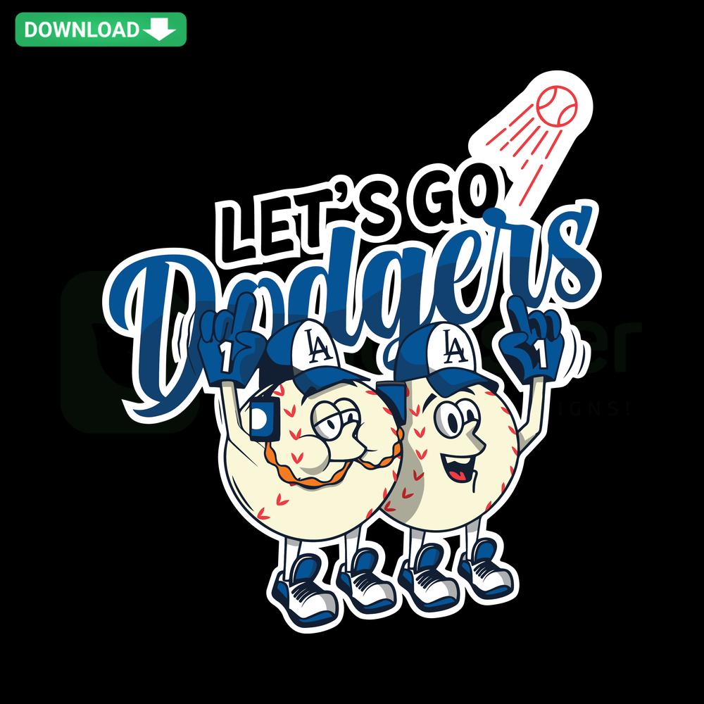 Let's Go Dodgers Baseball SVG: Modern blue and white script, perfect for Cricut projects, digital download.