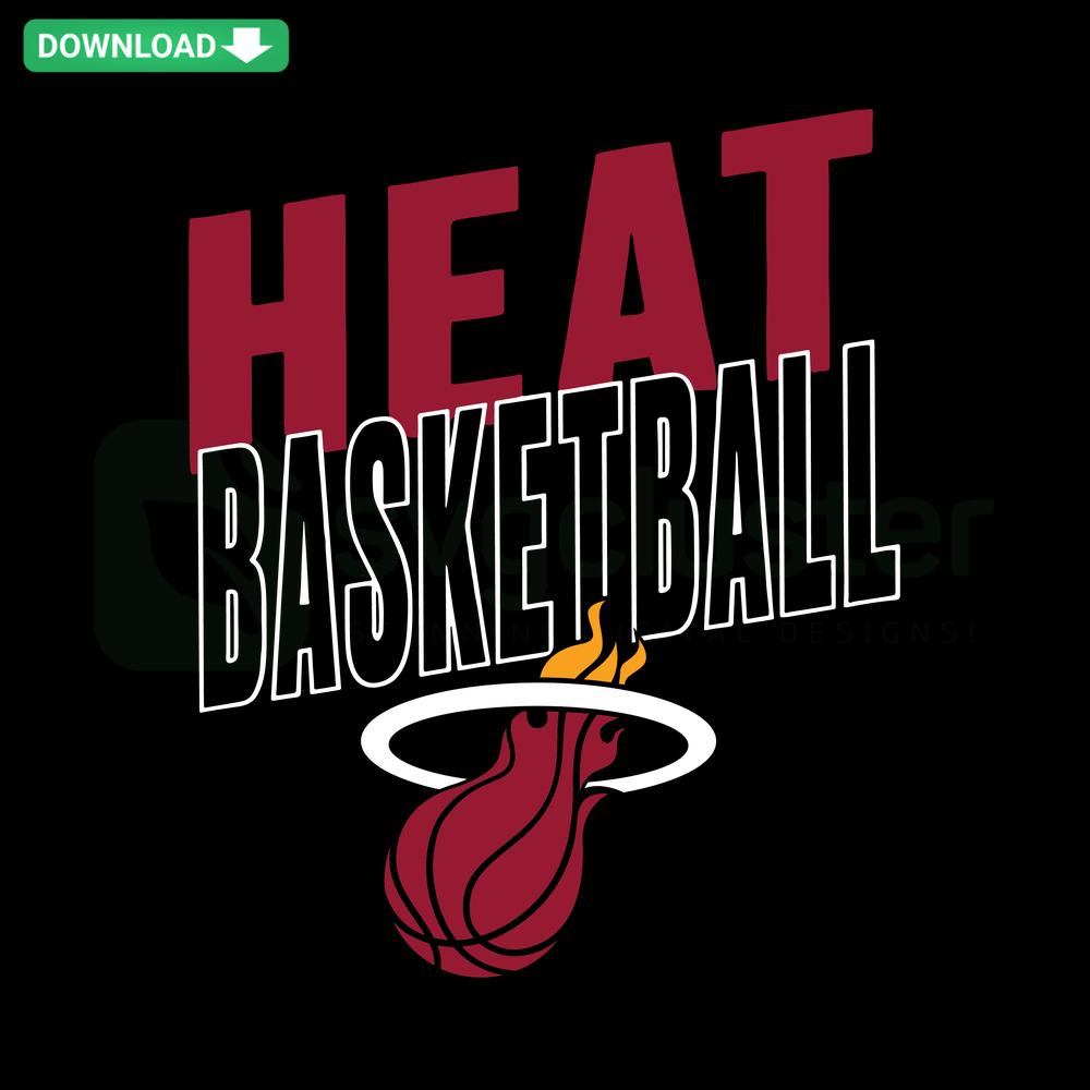 Heat Basketball NBA SVG Cricut Digital Download: Miami Heat logo, stylized basketball, editable, printable SVG files for crafting.