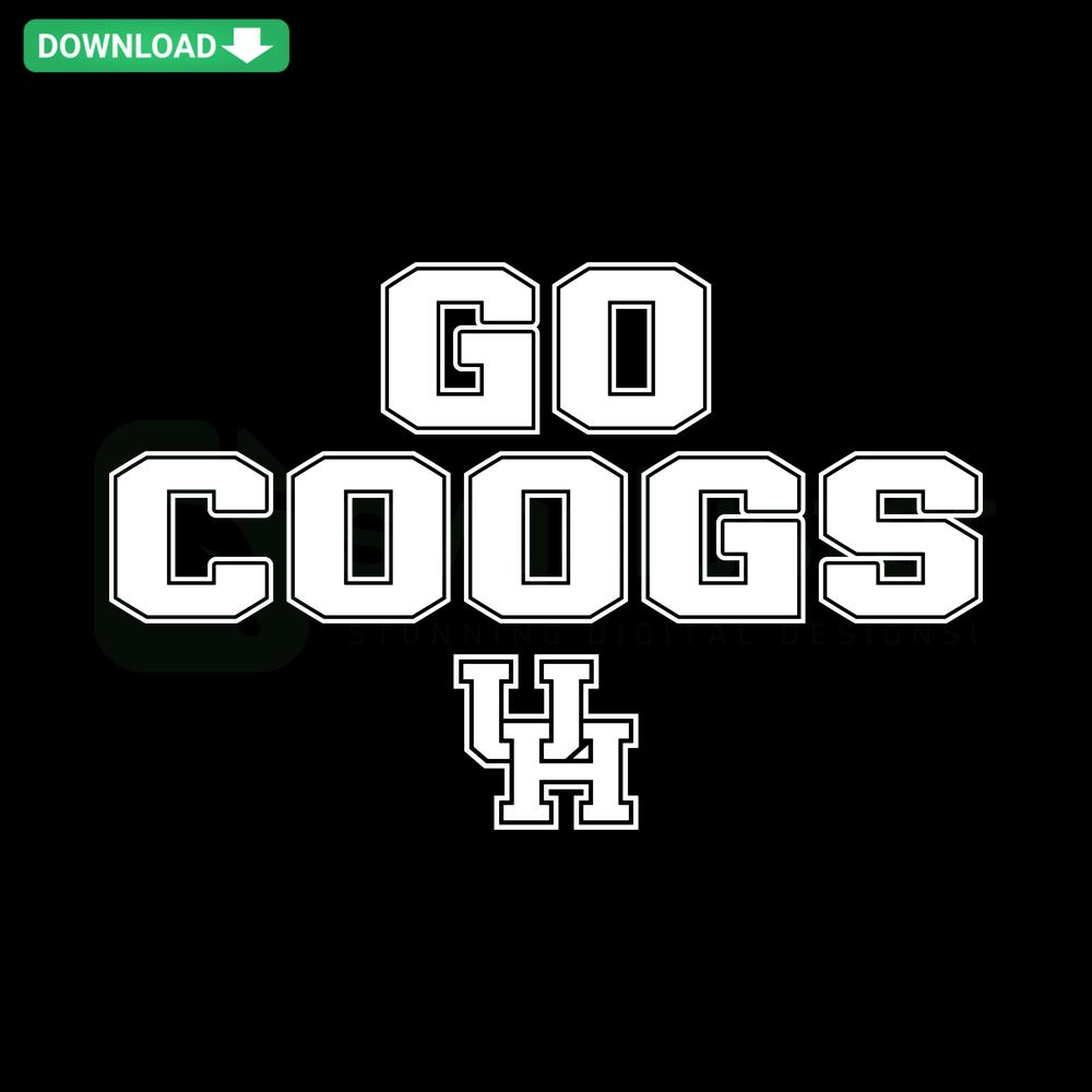 Houston Basketball Go Coogs NCAA SVG design, vibrant red and white, unique sports-themed digital download for Cricut projects.