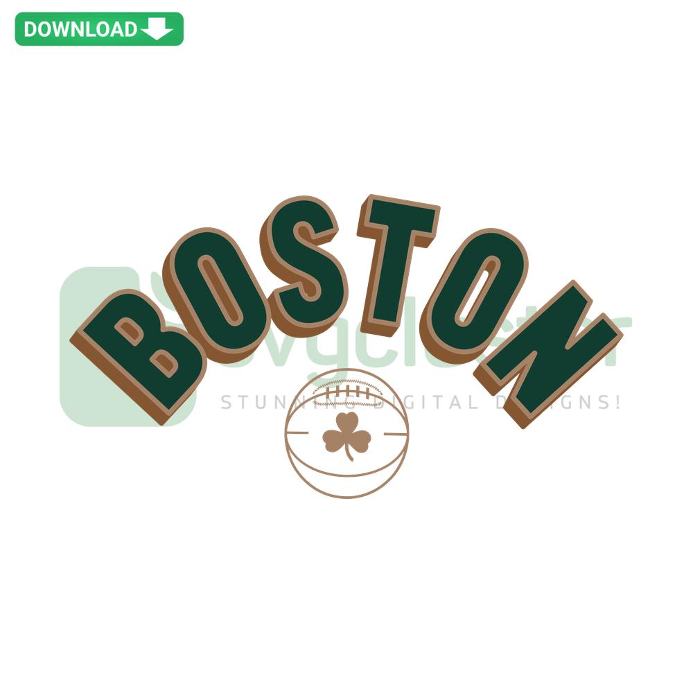 Boston Celtics The Final Round Basketball SVG: T-shirt design file featuring iconic Celtics logo and basketball elements.