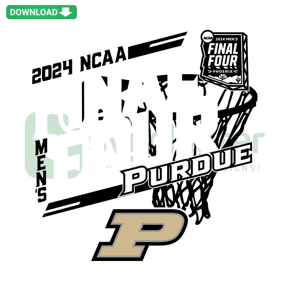 Purdue 2024 Final Four Basketball Net SVG, NCAA Instant Download, digital design graphic with hoops theme.