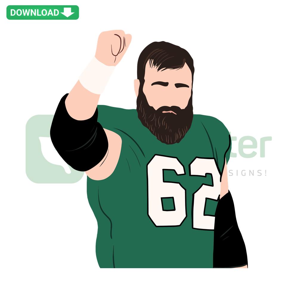 Philadelphia Football Player Jason Kelce 62 SVG, digital art, commercial use, vector design, sports graphic, Eagles football.