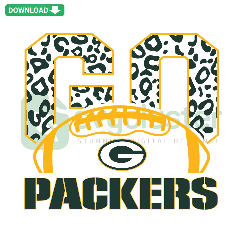 Go Green Bay Packers Leopard SVG design featuring team colors, leopard print pattern, ideal for crafting and fan apparel, SVG file collection.