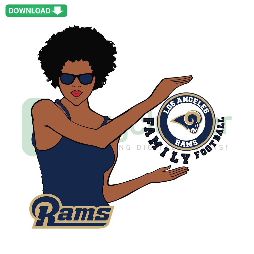 Family Football Los Angeles Rams SVG; stylish digital design featuring Rams logo, perfect for DIY prints and crafts.