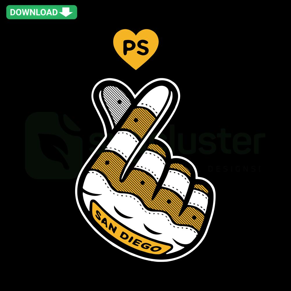 San Diego Finger Heart Baseball SVG, Blue Cap & Ball Design, Digital Download, SVG Cut File for Cricut, Silhouette Projects