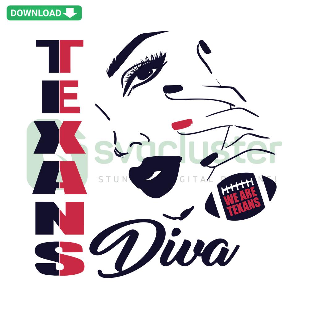 Texans Diva Football SVG Digital Download: Vibrant graphics featuring a football and chic diva elements for crafting. Instant download.