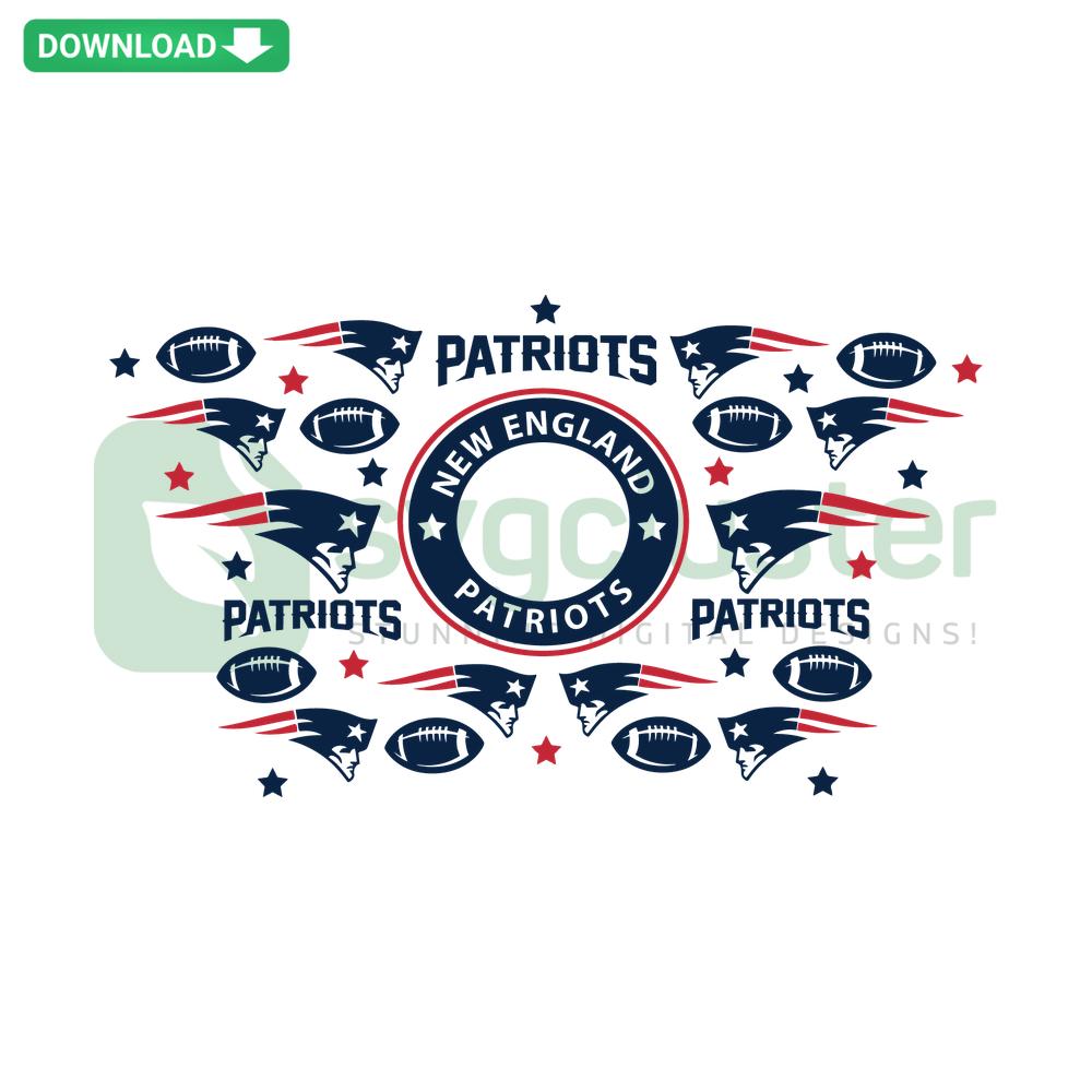 New England Patriots Starbucks Wrap SVG design featuring team colors and logo, perfect for crafting and custom tumbler wraps.