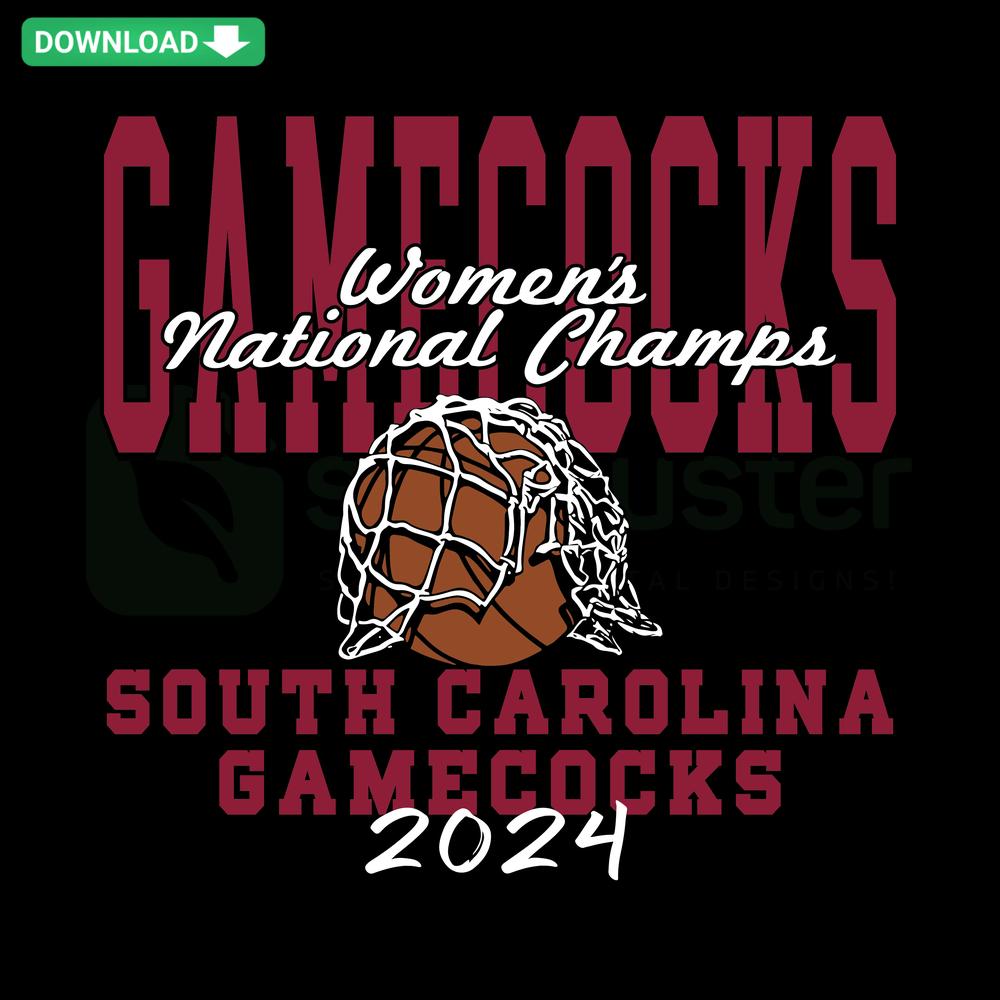 South Carolina Gamecocks 2024 Women's Basketball Champions Cut The Net SVG Design, NCAA-inspired SVG for sports fans.