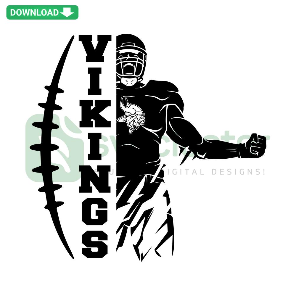 Vikings football player SVG file, premium digital download for designers, detailed sports design, perfect for crafting projects.